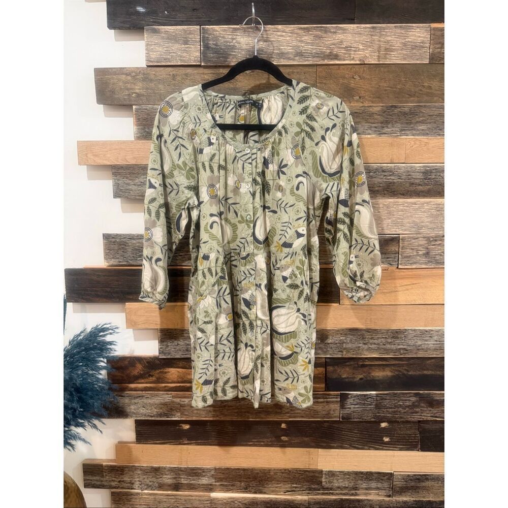 Gudrun Sjoden top blouse button front relaxed fit oversized size S
